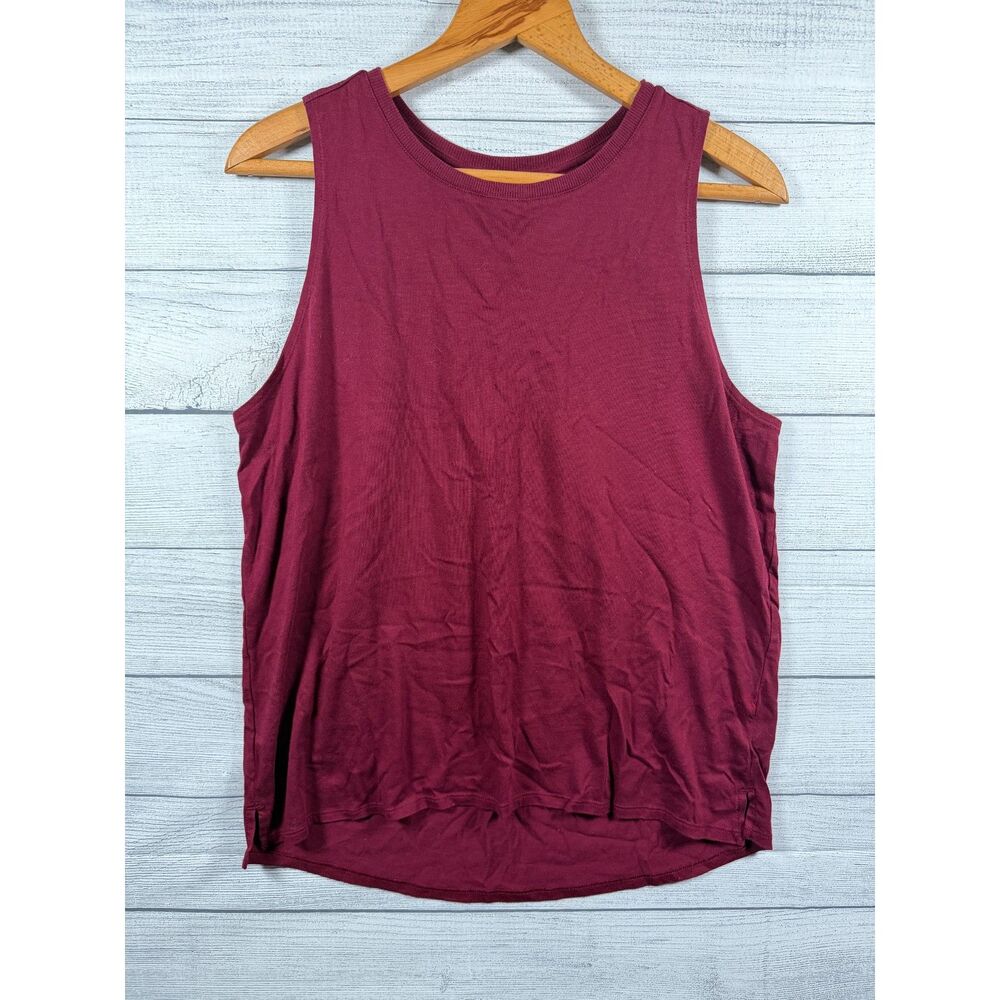 Athletic Works Women's L 12-14 Burgundy Sleeveless High Low Tank Top 1299